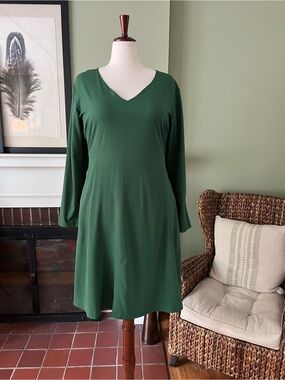 ELOQUII Hunter Green A-Line Dress | Long Sleeve | Size 20